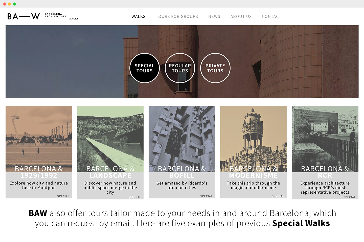 Barcelona Architecture Walks — previous design 2018